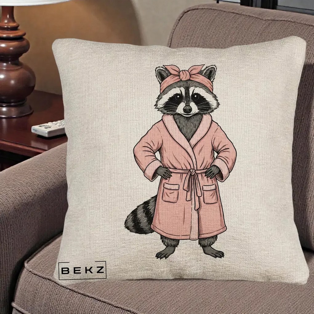 Perna Decorativa Albinuta Kawaii Vesela, 40x40 cm, Bej Canapea, Husa Detasabila, Perna Inclusa, BEKZ®