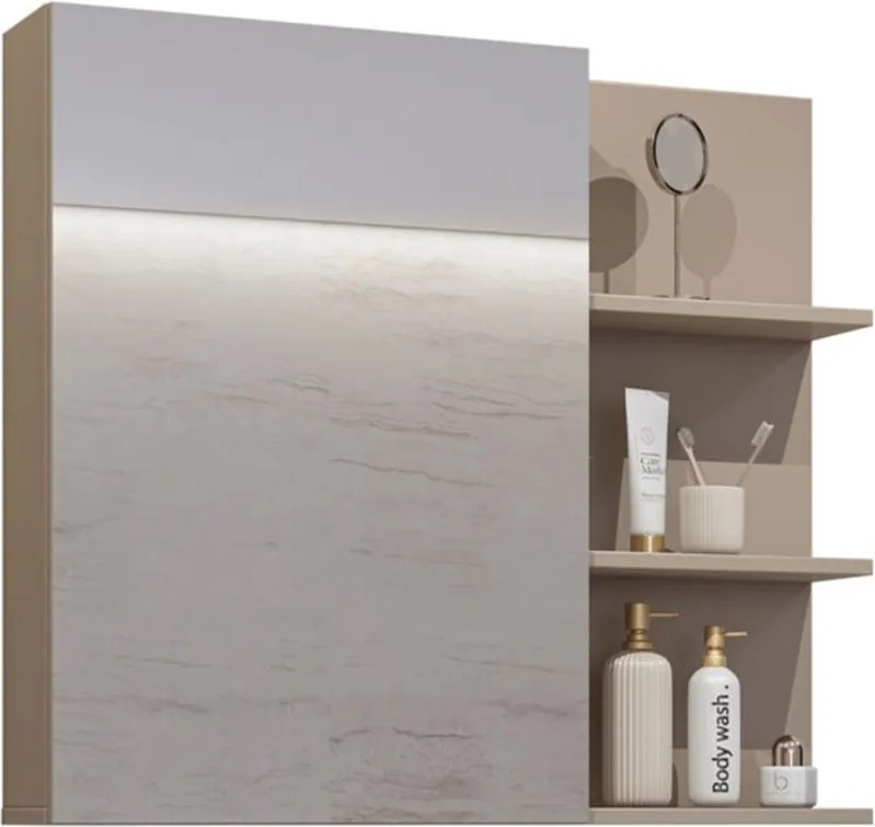Dulap lemn masiv baie Irvella, 78 × 71 × 18 cm - Crem