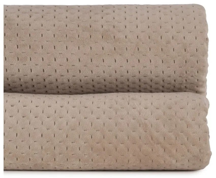 Cuvertură bej matlasată din catifea 240x260 cm – Ixia