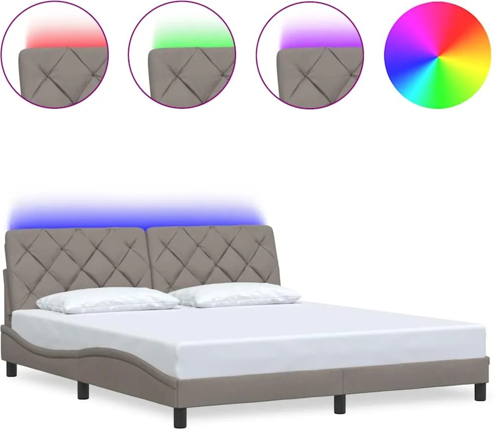 vidaXL Cadru de pat cu LED fără saltea Taupe 180x200 cm Material
