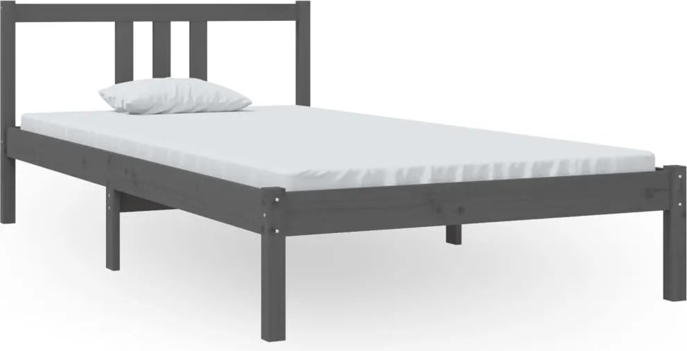 vidaXL Cadru de pat, gri, 100x200 cm, lemn masiv de pin
