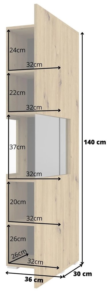 Vitrină Avernic Typ 05 (negru + Stejar artisan). 1042054