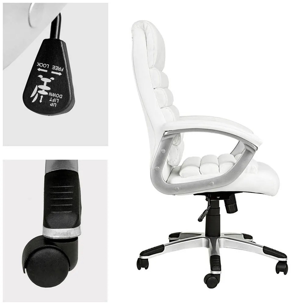 Scaun de birou directorial premium-alb