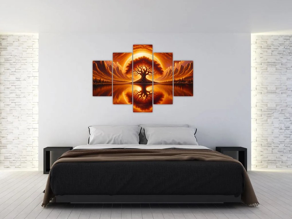 Tablou – Arbore în soare sângeriu (150x105 cm)