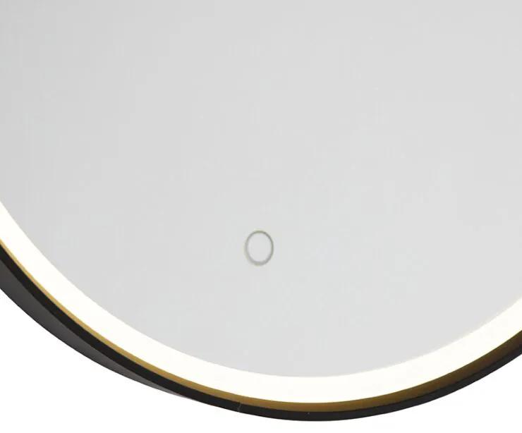 Oglindă de baie neagră 50 cm incl. LED cu dimmer tactil - Miral