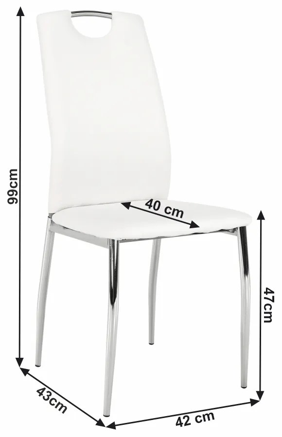 Scaun dining, piele ecologica alba crom, ERVINA