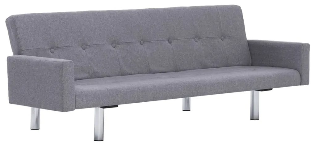 282217 vidaXL Canapea extensibilă cu brațe, gri deschis, poliester