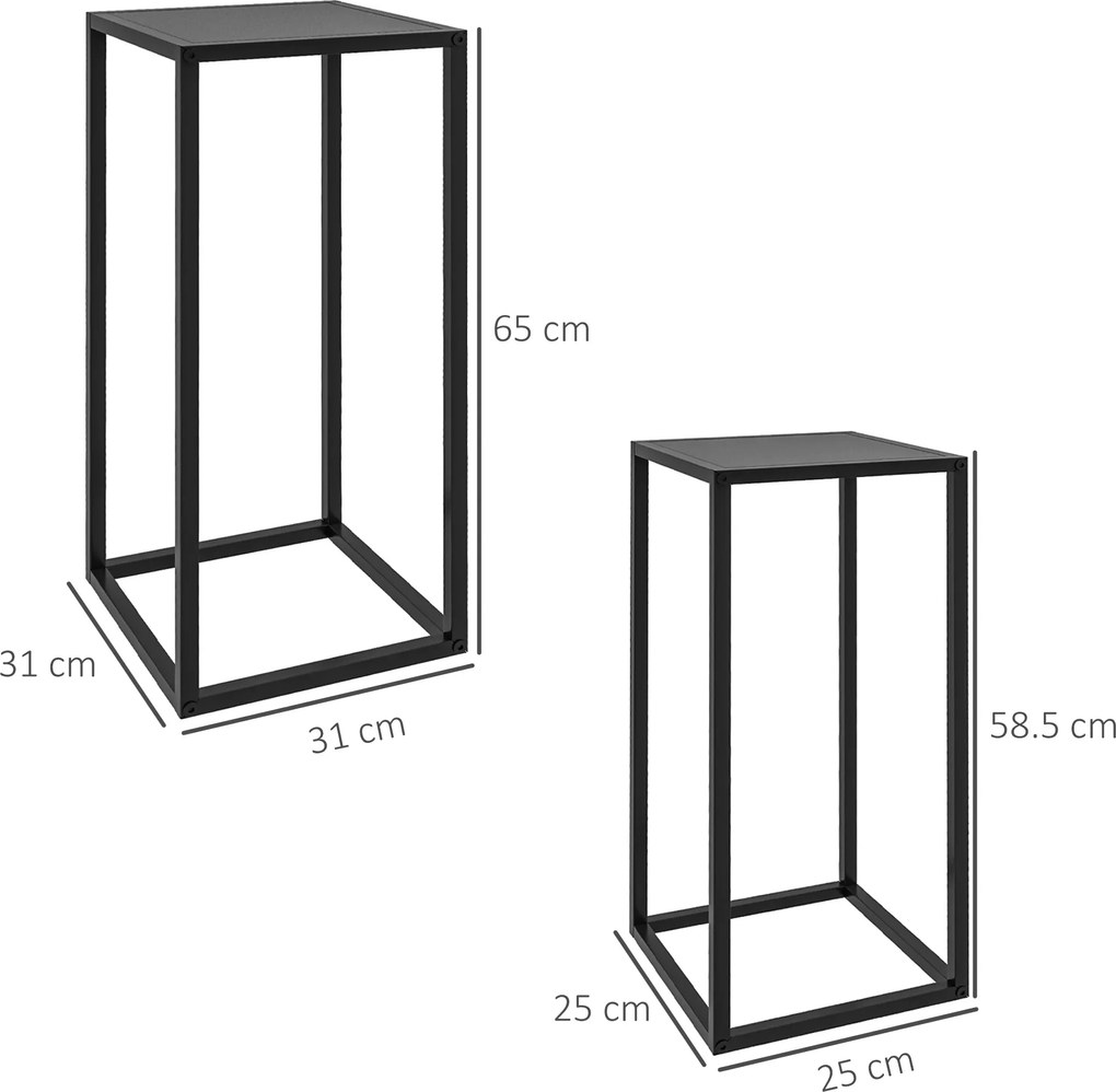 Outsunny Set de 2 Suporturi din Metal pentru Plante, Raft de Expunere a Florilor Stivuibil pentru Utilizare in Interior sau in Aer Liber | Aosom RO