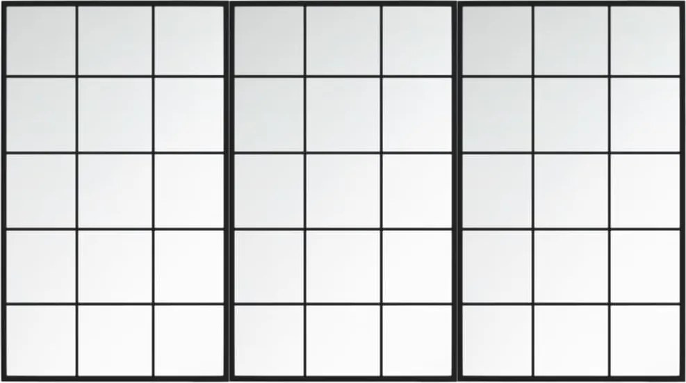 vidaXL Oglinzi de perete, 3 buc., negru, 100x60 cm, metal
