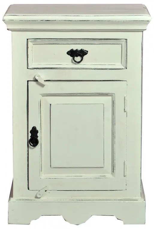 Comoda cu sertar din lemn de mango Toledi, alb antic, 72 cm
