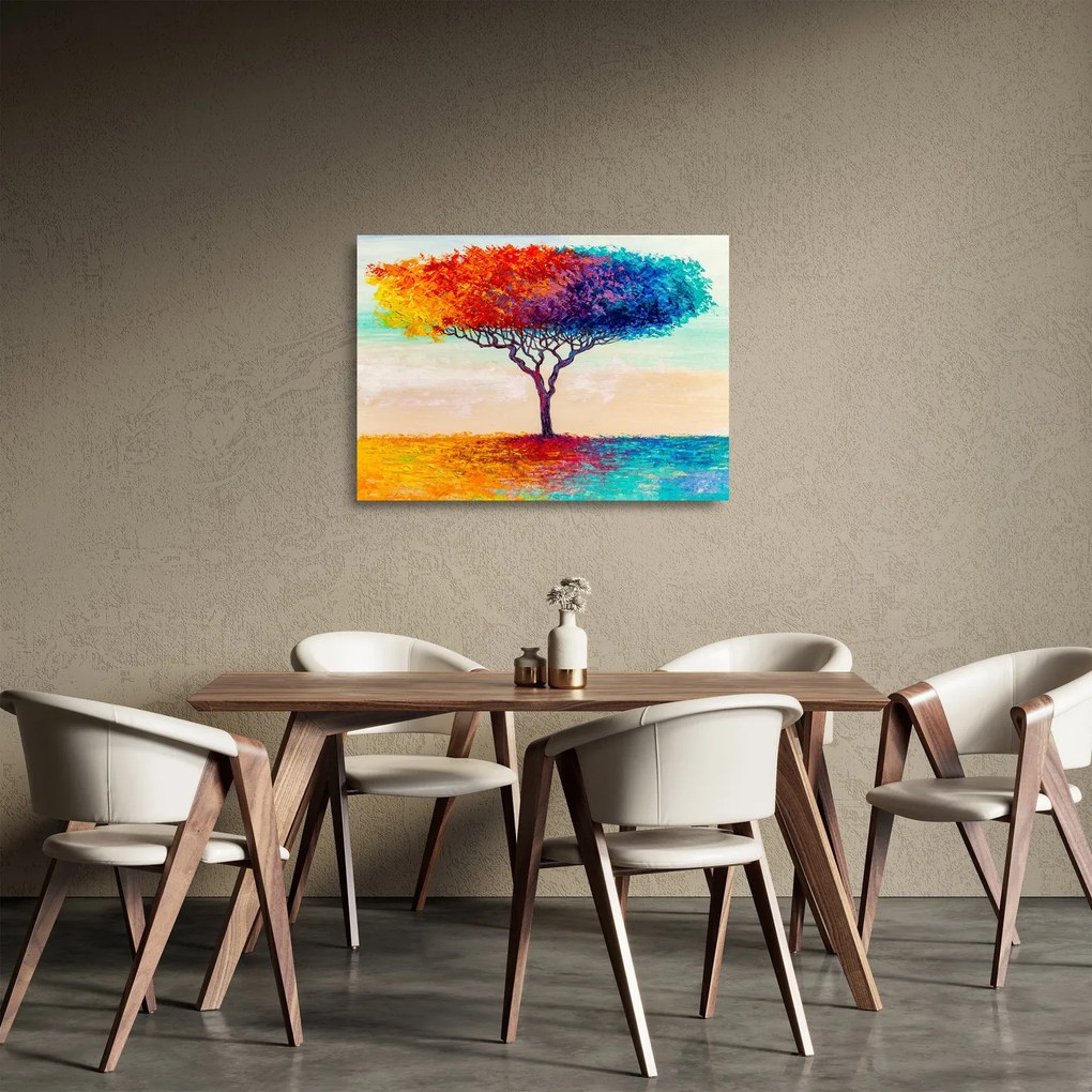 Tablou pe sticlă cu pom pictat (70x50 cm)