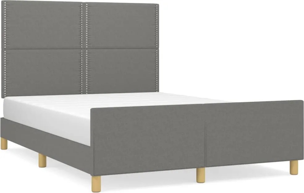 vidaXL Cadru de pat fără saltea, gri închis, 140x200 cm, textil