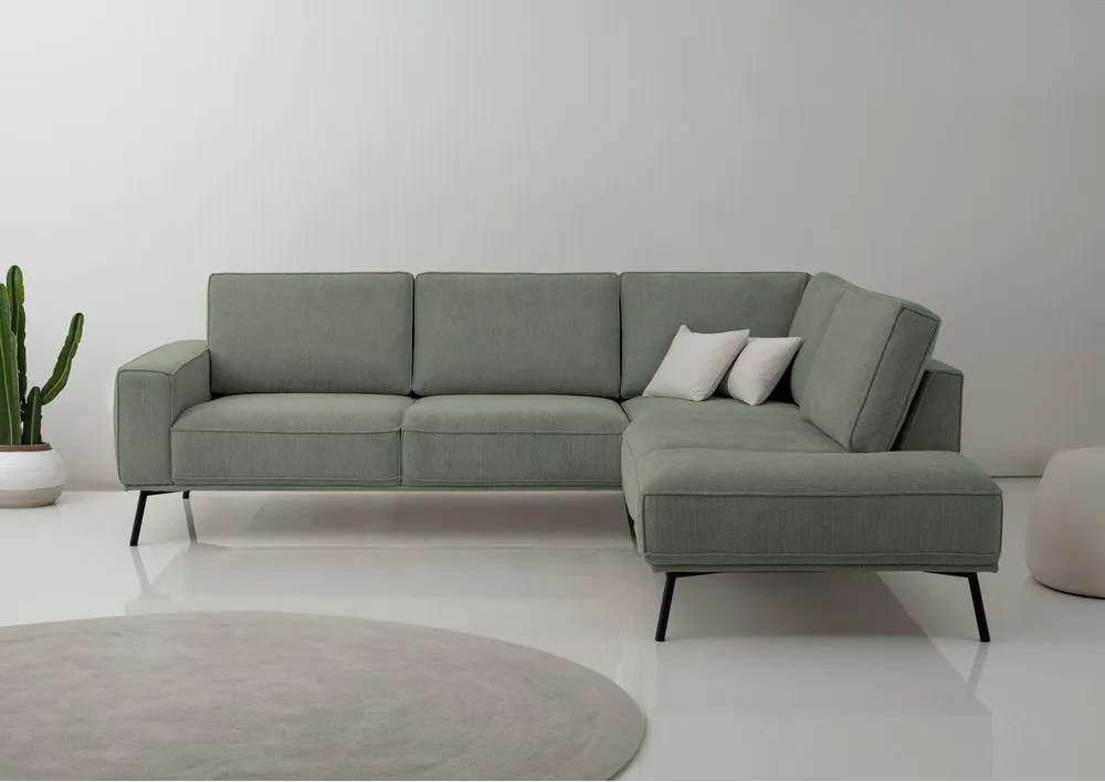 Colțar verde cu tapițerie din chenille (cu colț pe partea dreaptă/în formă de ”L”) Amsterdam – Scandic