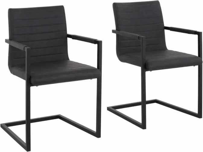 Set de 2 scaune tip fotoliu Sabine piele sintetica/metal, gri, 54 x 59 x 87 cm