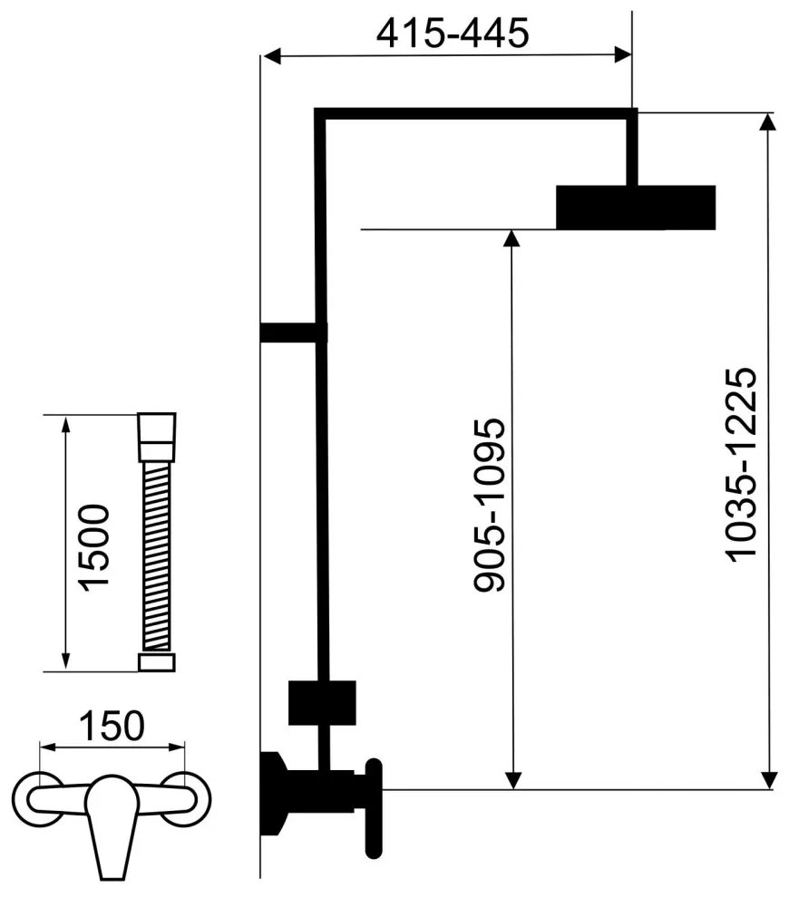 Coloana de dus cu baterie inclusa crom Ferro, Metalia 57 Crom lucios