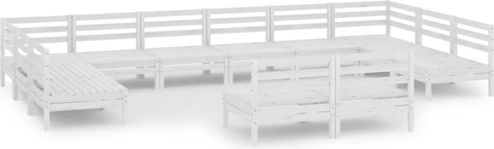 vidaXL Set mobilier de grădină, 12 piese, alb, lemn masiv de pin