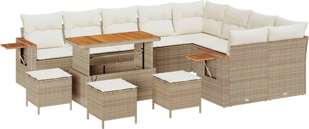 vidaXL Set de canapele pentru grădină 14 pcs Bej și crem poliratan