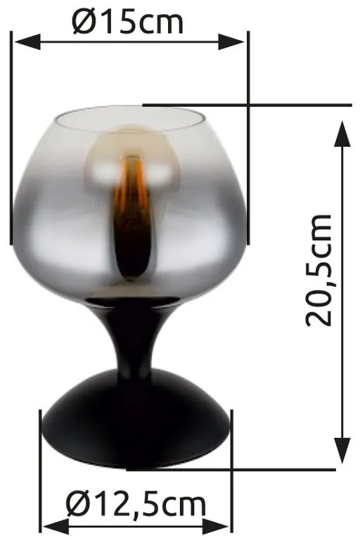 Veioza/Lampa de masa design modern MAXY negru/fumuriu