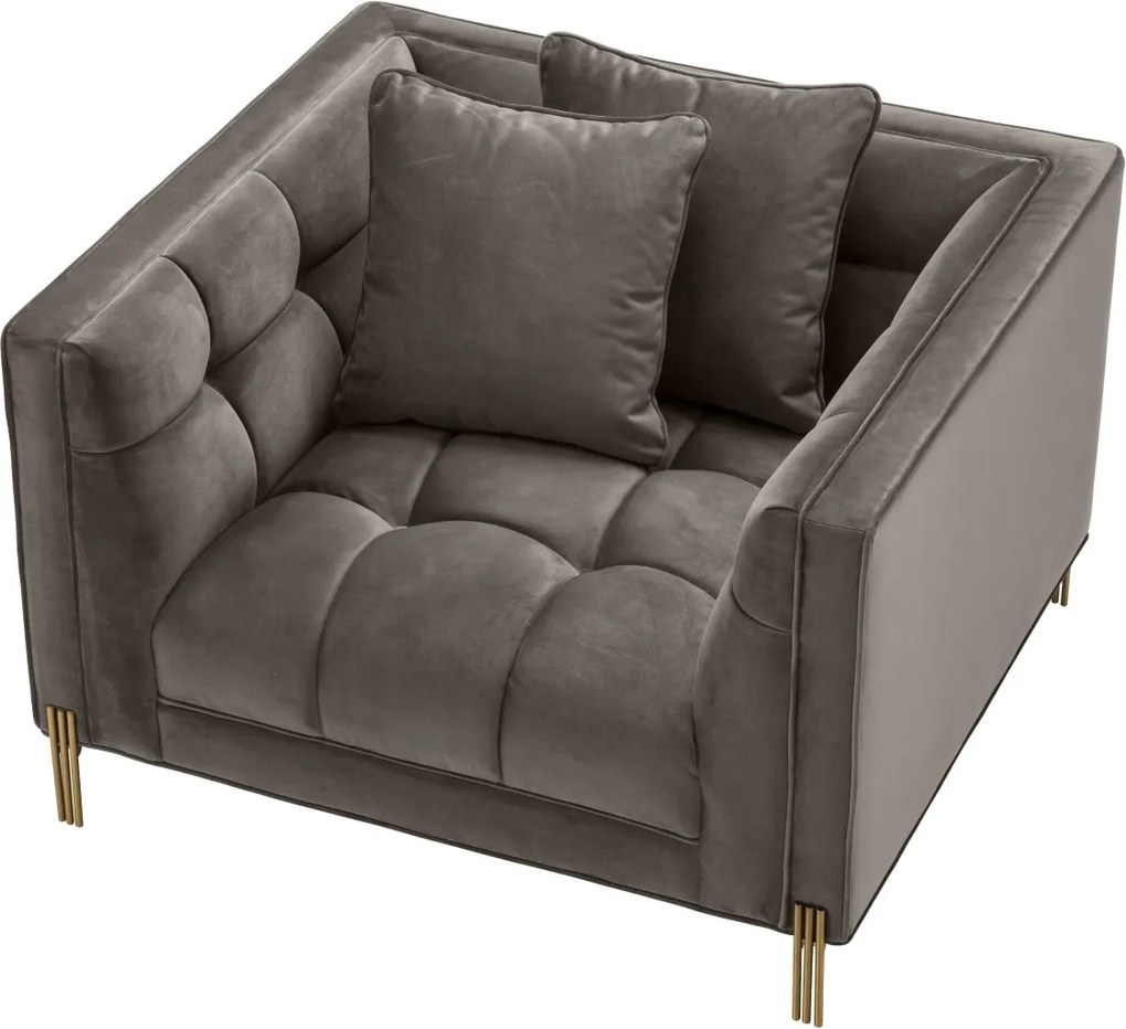 Fotoliu elegant design LUX Sienna, catifea gri 113196 HZ