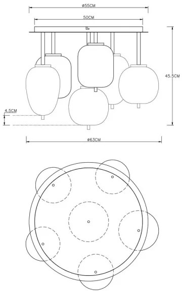 Lustră aplicată BLACKY 6xE14/40W/230V alamă Globo 15345-6DMM