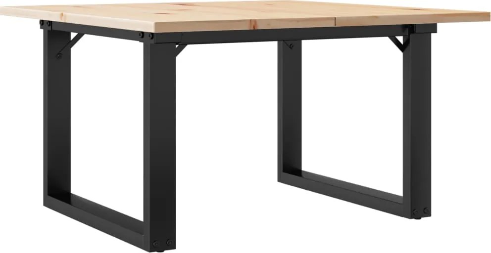 vidaXL Masă de cafea, cadru O, 70x70x40 cm, lemn masiv pin și Oţel