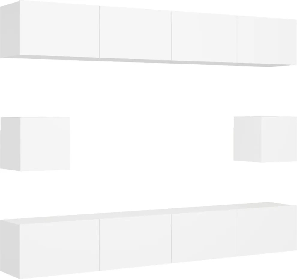 vidaXL Set dulapuri TV, 6 piese, alb, lemn prelucrat