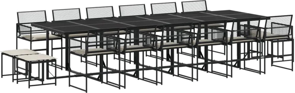 vidaXL Set mobilier de grădină cu perne, 17 piese, negru, poliratan