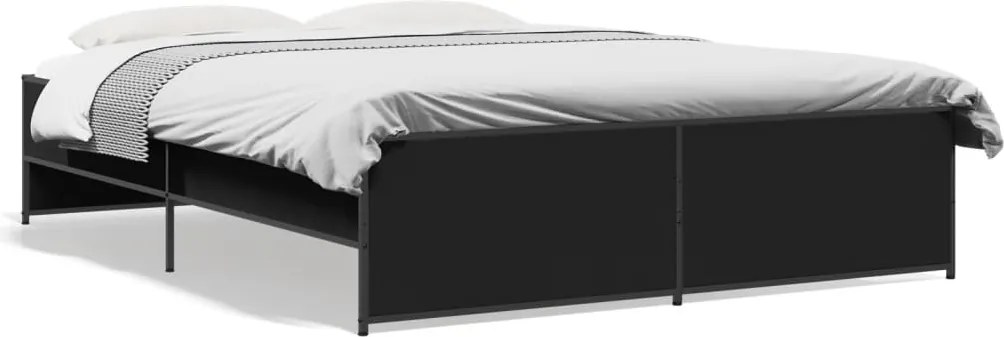 vidaXL Cadru de pat, negru, 140x200 cm, lemn prelucrat și metal