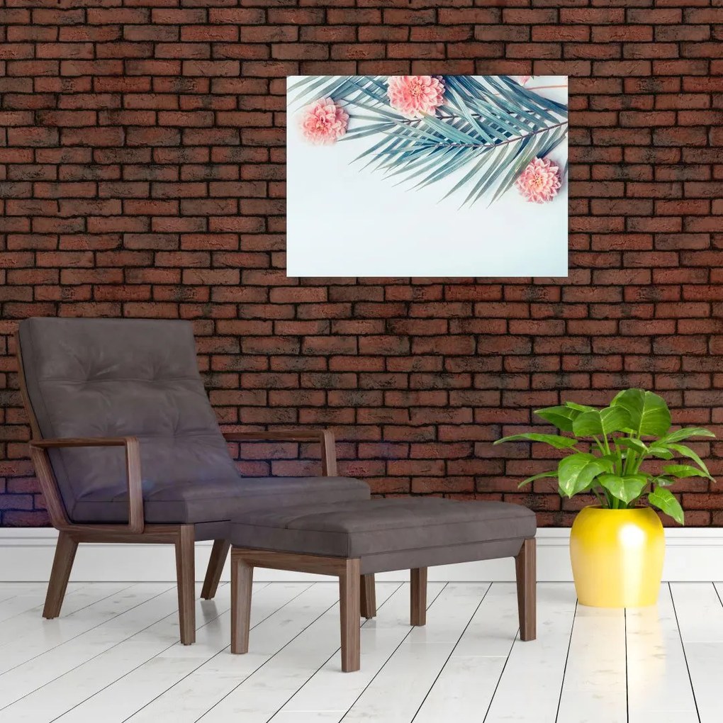 Tablou pe sticlă cu buchet (70x50 cm)