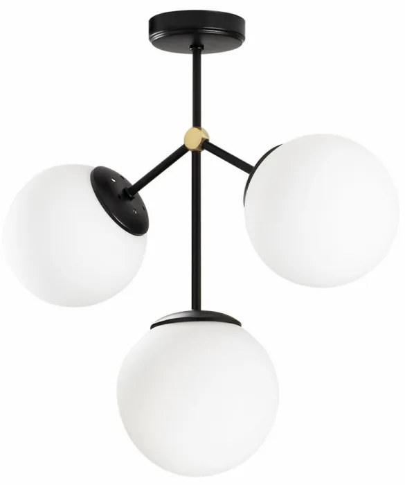 Lustra Damar - 6336, 3 Becuri, Soclu E27, Max 40W, Culoare Negru / Alb