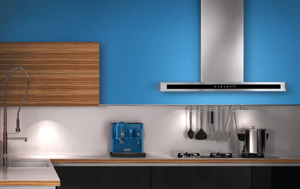 Hota KUGERR F10 - 90cm, Putere Absorbtie 983 mc/h, Inox - Aspirator, Decorativa, Puternica, cu Telecomanda, Silentioasa, de Perete