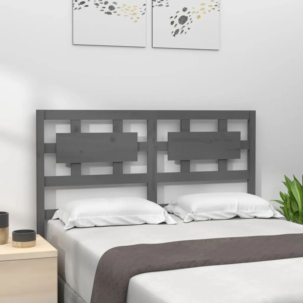 vidaXL Tăblie de pat, gri, 125,5x4x100 cm, lemn masiv de pin