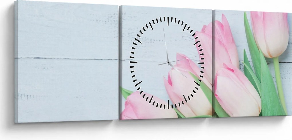 Tablou - Buchet de lalele (cu ceas) (90x30 cm)
