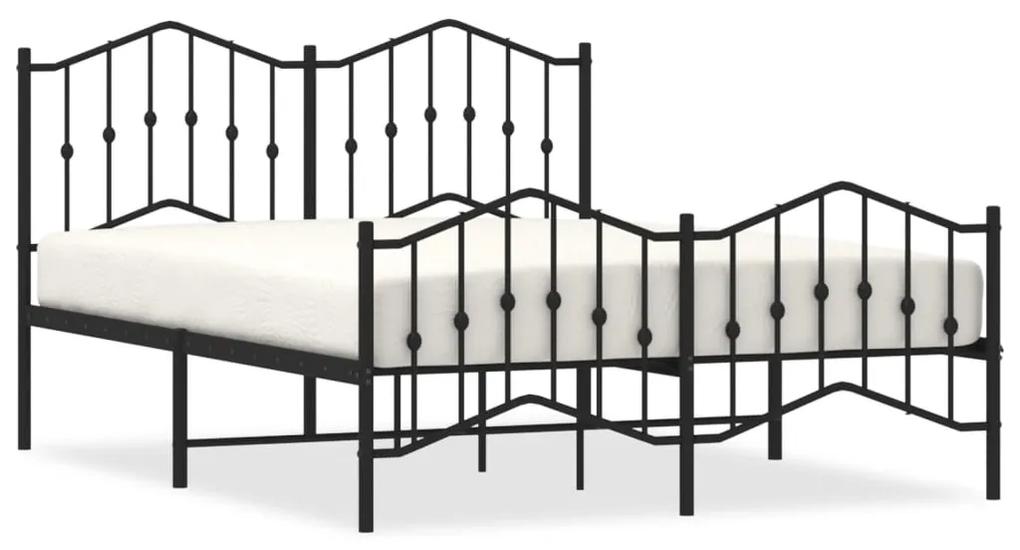 373809 vidaXL Cadru pat metalic cu tăblie de cap/picioare , negru, 150x200 cm