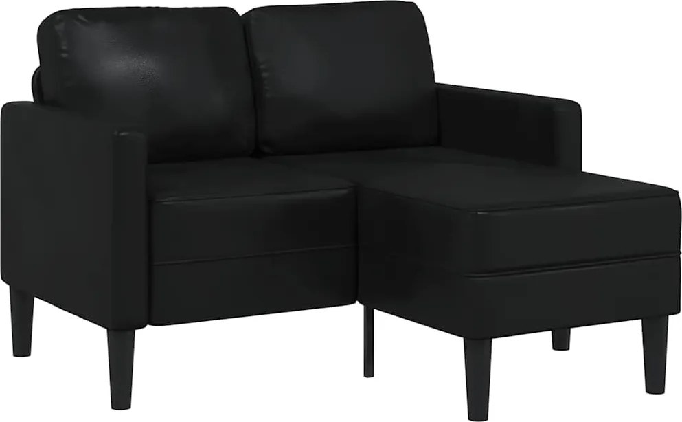 vidaXL Canapea cu 2 locuri și șezlong în formă de L, neagră, 125 cm, piele ecologică