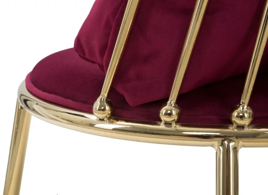 Scaun dining auriu / bordo din metal si stofa, 55 x 60 x 83 cm, Glam Backy Mauro Ferreti