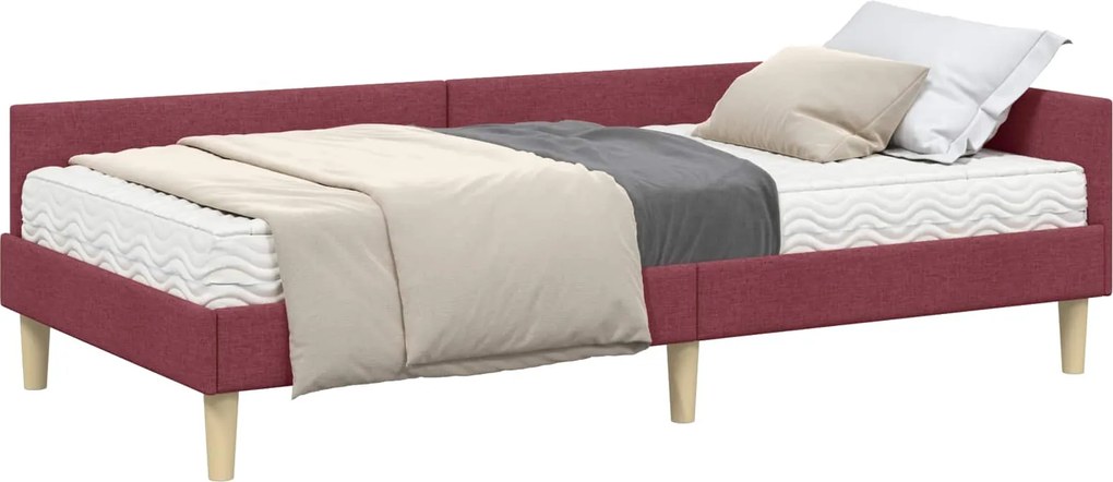 vidaXL Cadru de pat colțar cu saltea cu saltea 2 pcs Gri țesătură