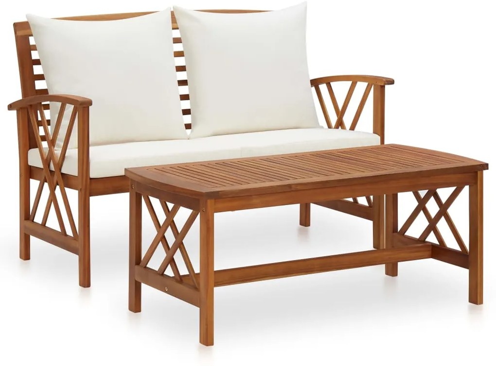 vidaXL Set mobilier de grădină cu perne, 2 piese, lemn masiv de acacia