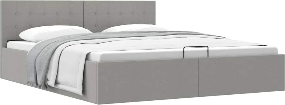 vidaXL Cadru pat hidraulic cu ladă, gri deschis, 180x200 cm, textil