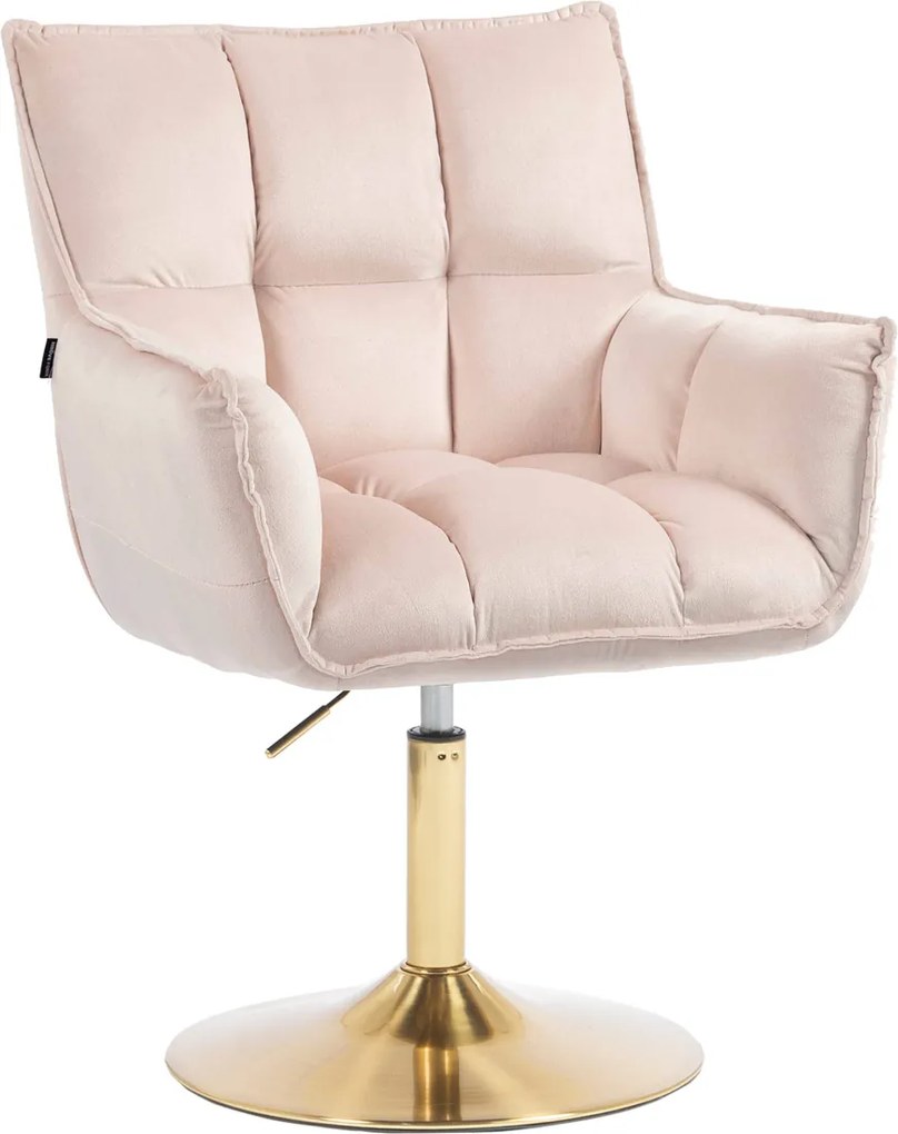 HR560N Scaun Catifea Roz Pudra cu Bază Aurie