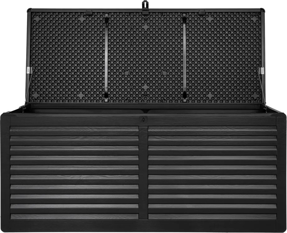 Ladă de grădină Dubrovnik, plastic, negru, 146,5x61x64,5 cm, 490 L