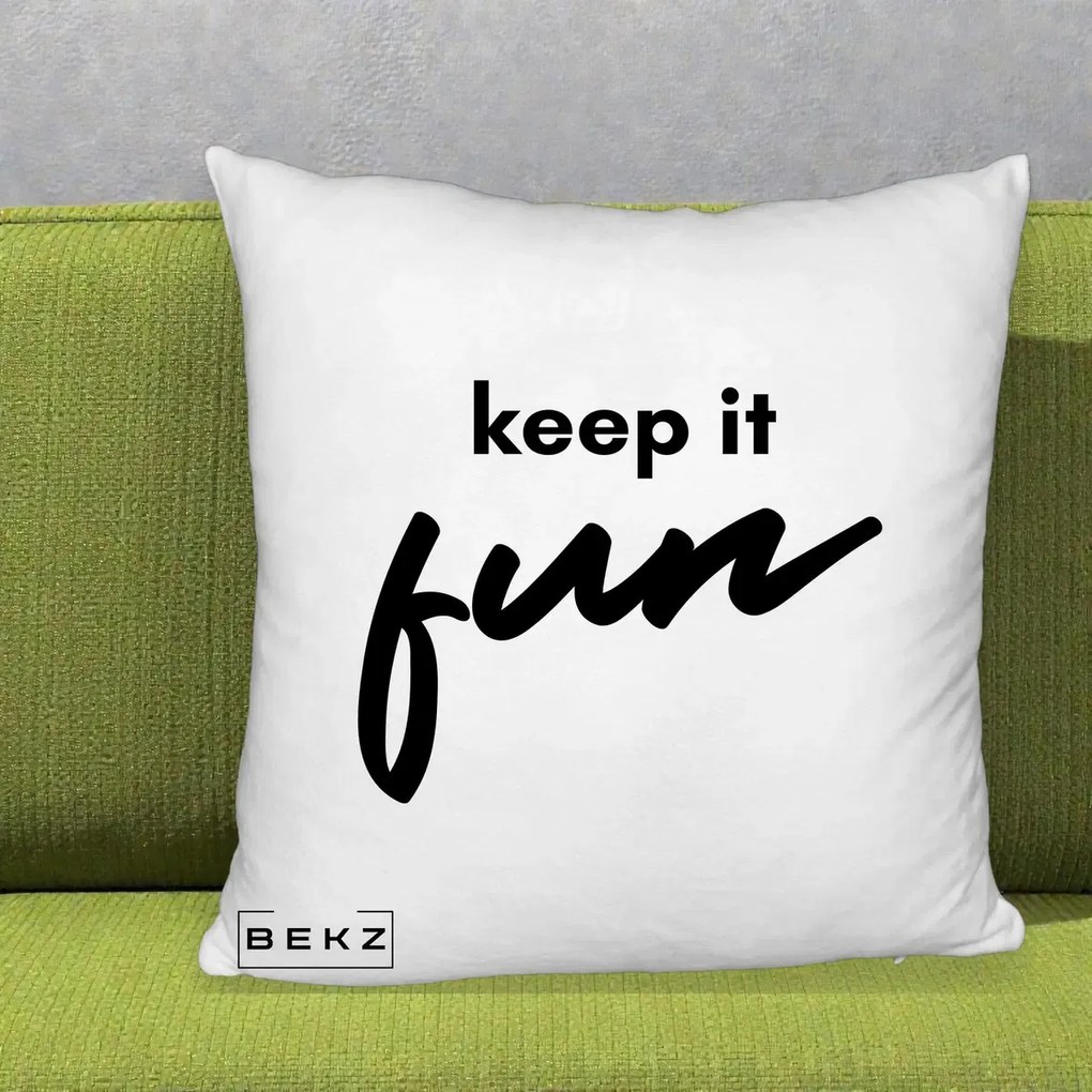 Perna Decorativa Keep It Fun, 40x40 cm, Alb Pufos, Husa Detasabila, Perna Inclusa, BEKZ®