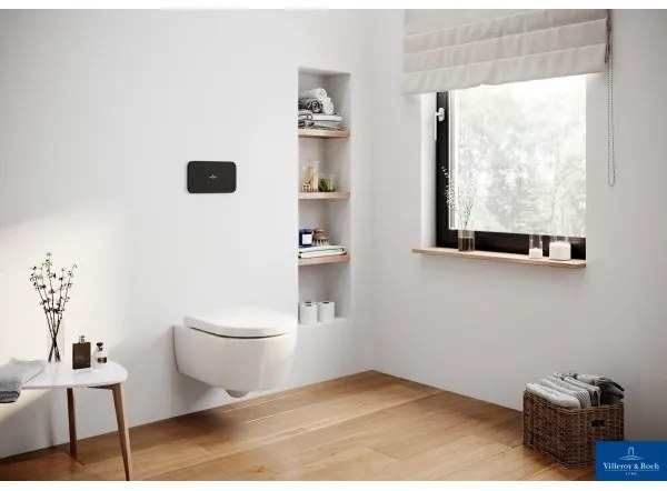 Set vas WC rimless suspendat, Villeroy&amp;Boch Avento, DirectFlush, cu capac inchidere lenta, 37x53cm, Alb Alpin, 5656HR01