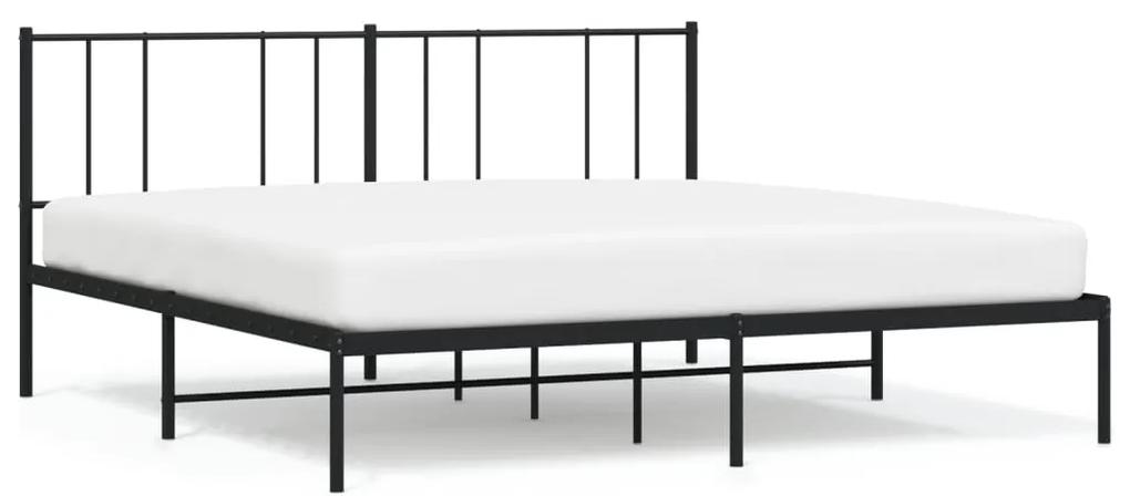 352485 vidaXL Cadru de pat metalic cu tăblie, negru, 183x213 cm