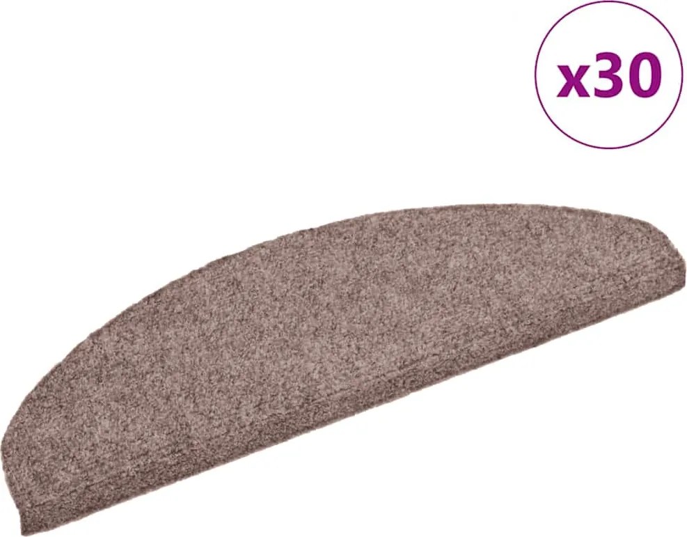 vidaXL Covorașe autoadezive pentru scări, 30 buc., 65x21x4 cm, maro deschis, semirotunde, mari