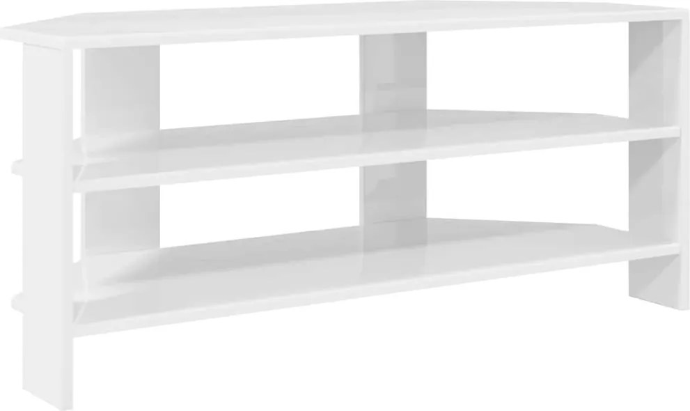 vidaXL DulapdecolțpentruTV Alb lucios 102x40,5x45cm Lemn compozit