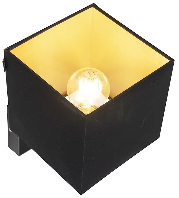 Aplică neagră cu USB și abajur pătrat negru - Combi 1