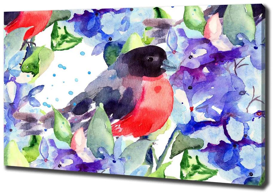 Tablouri tipărite pe pânză Bird și flori
