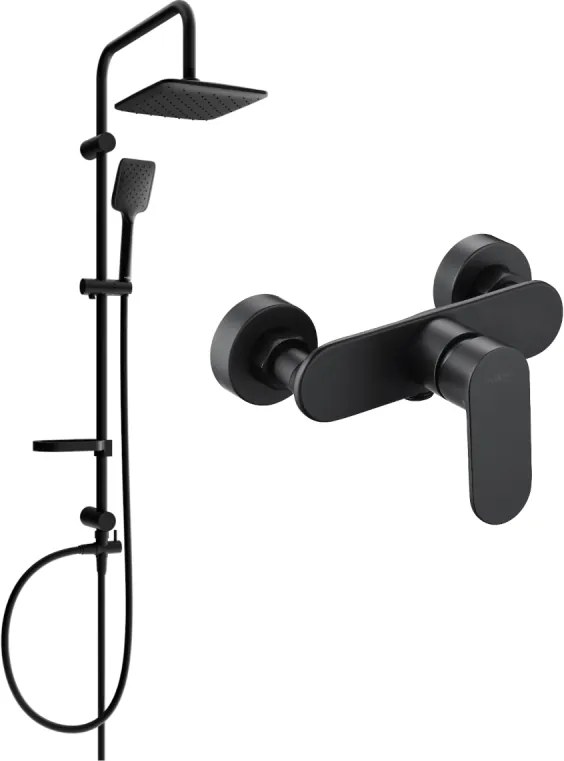 Mexen Milo Sven set de duș aplicat cu duș de ploaie și baterie de duș, negru - 71340262-70