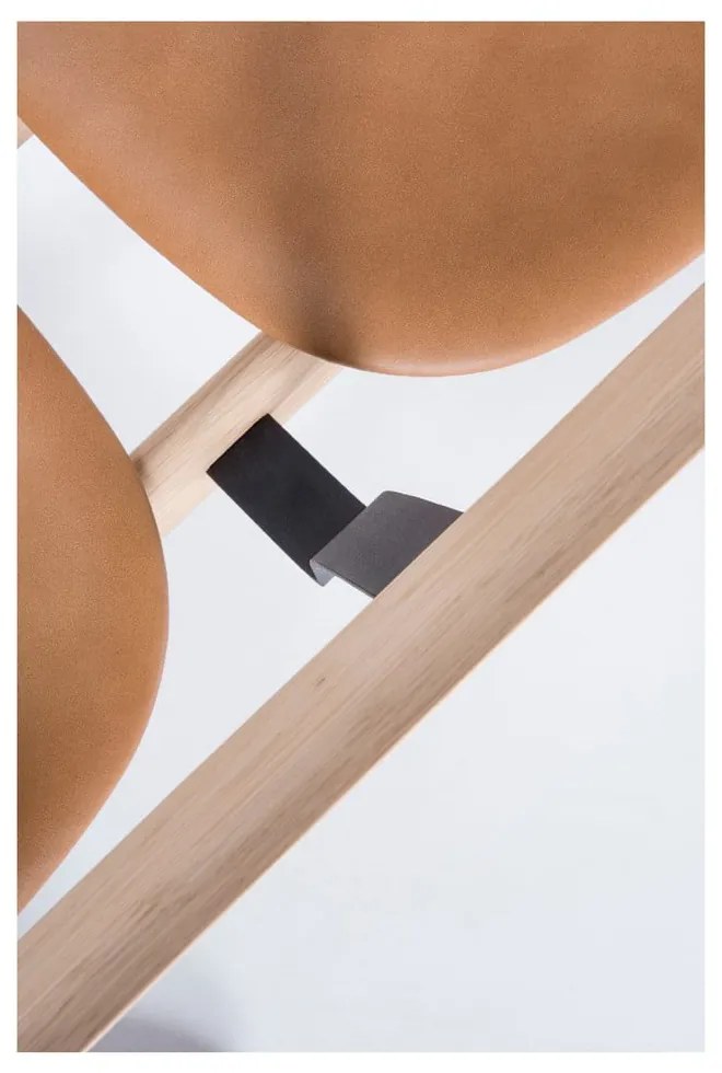 Bancă din lemn de stejar Gazzda Ava, șezut din piele